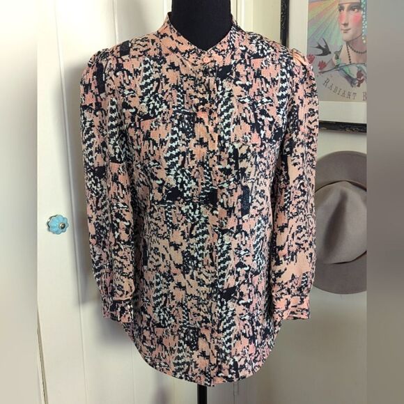 See by Chloe 100% Silk Graphic Printed Top 2 Fairygrunge Rock Glam Boho Chic - Picture 1 of 10